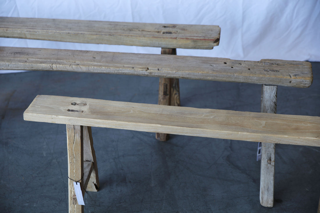 V Narrow Wood Bench