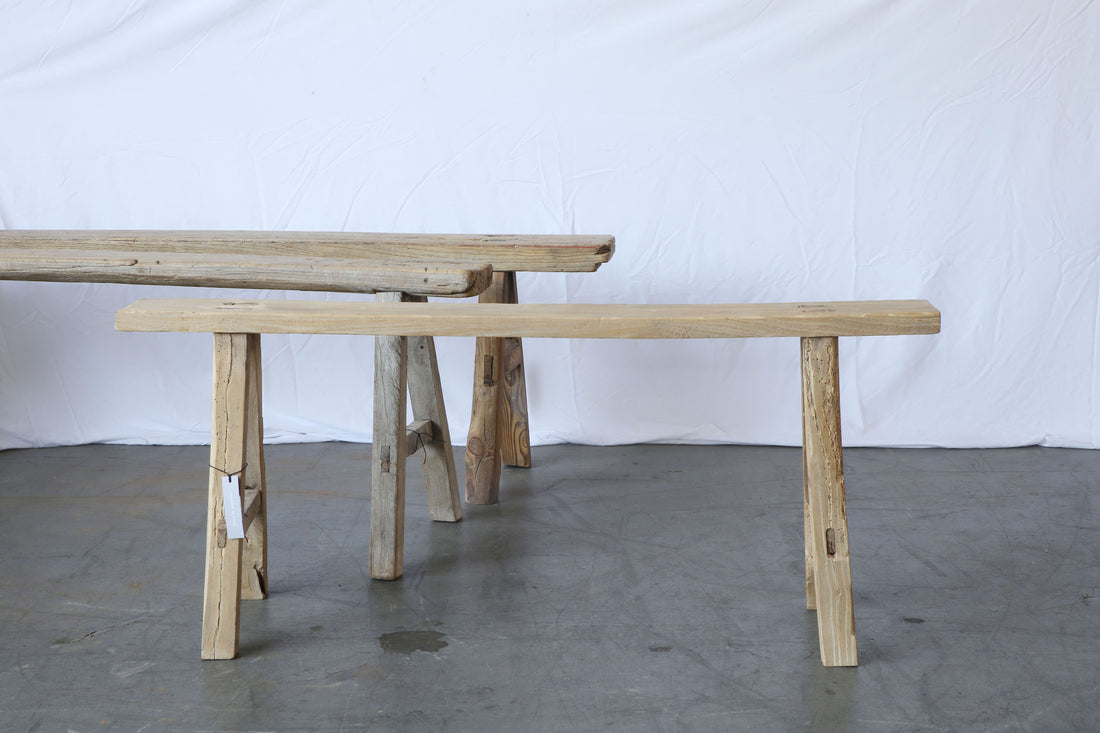 V Narrow Wood Bench